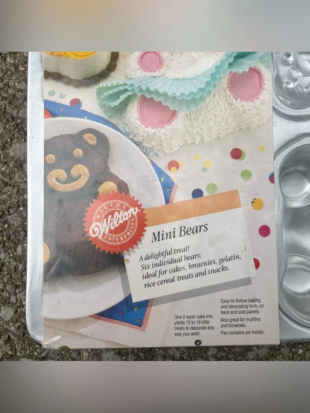 Vintage Wilton Mini Bears Cake Pan 1991 Aluminum 6-Mold w/ Insert